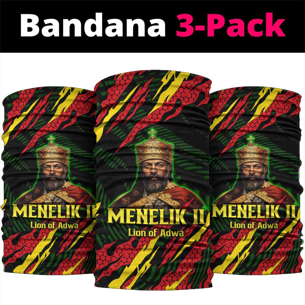 Menelik II Neck Gaiter with Lion of Adwa Title, Battle of Adwa 1896 Graphic and Bold Pan-African - African Pride