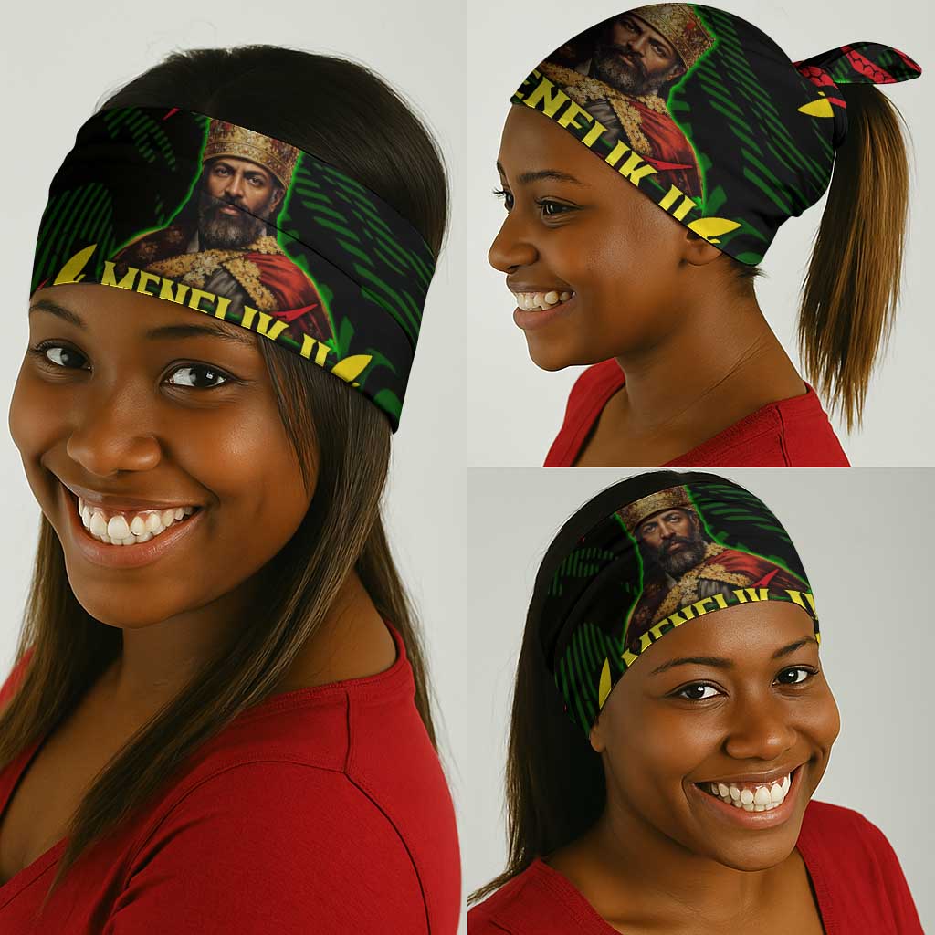 Menelik II Neck Gaiter with Lion of Adwa Title, Battle of Adwa 1896 Graphic and Bold Pan-African - African Pride