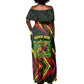 Menelik II Off Shoulder Maxi Dress with Lion of Adwa Title, Battle of Adwa 1896 Graphic and Bold Pan-African - African Pride