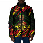 Menelik II Padded Jacket with Lion of Adwa Title, Battle of Adwa 1896 Graphic and Bold Pan-African - African Pride