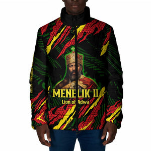 Menelik II Padded Jacket with Lion of Adwa Title, Battle of Adwa 1896 Graphic and Bold Pan-African - African Pride