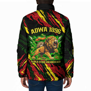 Menelik II Padded Jacket with Lion of Adwa Title, Battle of Adwa 1896 Graphic and Bold Pan-African - African Pride