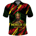 Menelik II Polo Shirt with Lion of Adwa Title, Battle of Adwa 1896 Graphic and Bold Pan-African - African Pride