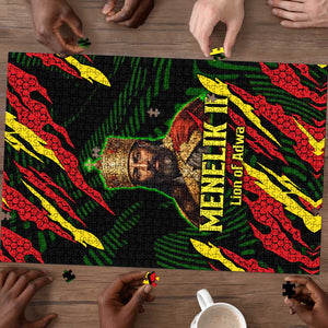 Menelik II Puzzle with Lion of Adwa Title, Battle of Adwa 1896 Graphic and Bold Pan-African - African Pride