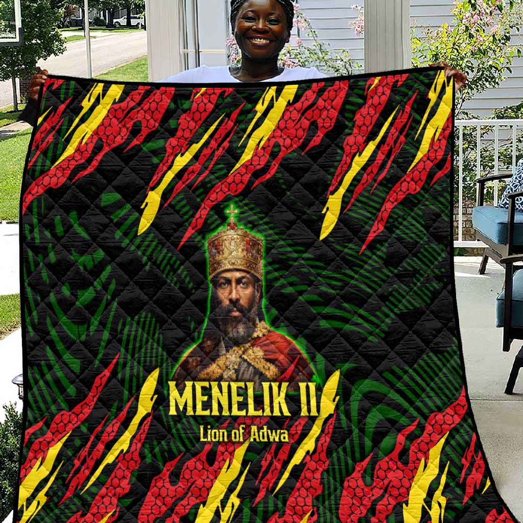 Menelik II Quilt with Lion of Adwa Title, Battle of Adwa 1896 Graphic and Bold Pan-African - African Pride