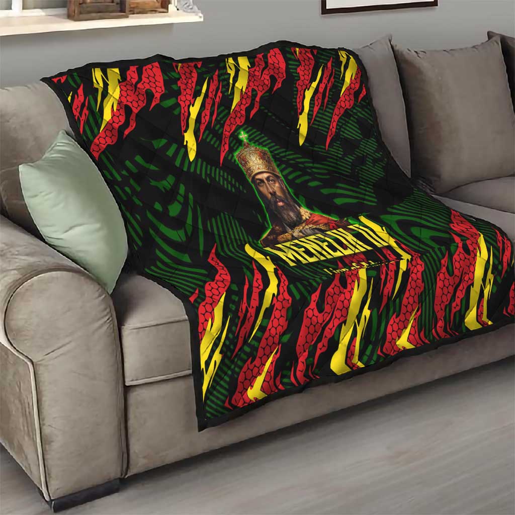 Menelik II Quilt with Lion of Adwa Title, Battle of Adwa 1896 Graphic and Bold Pan-African - African Pride