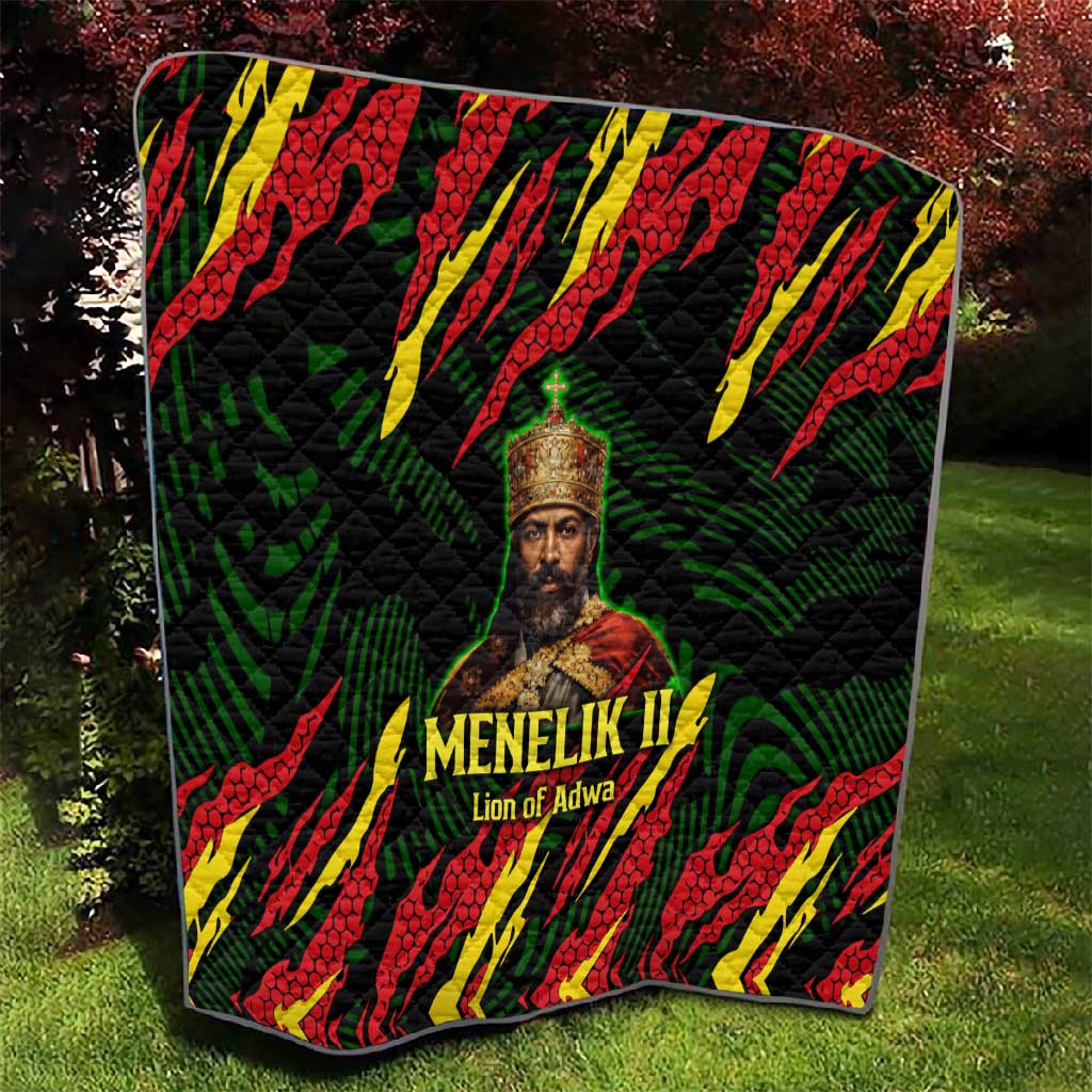 Menelik II Quilt with Lion of Adwa Title, Battle of Adwa 1896 Graphic and Bold Pan-African - African Pride