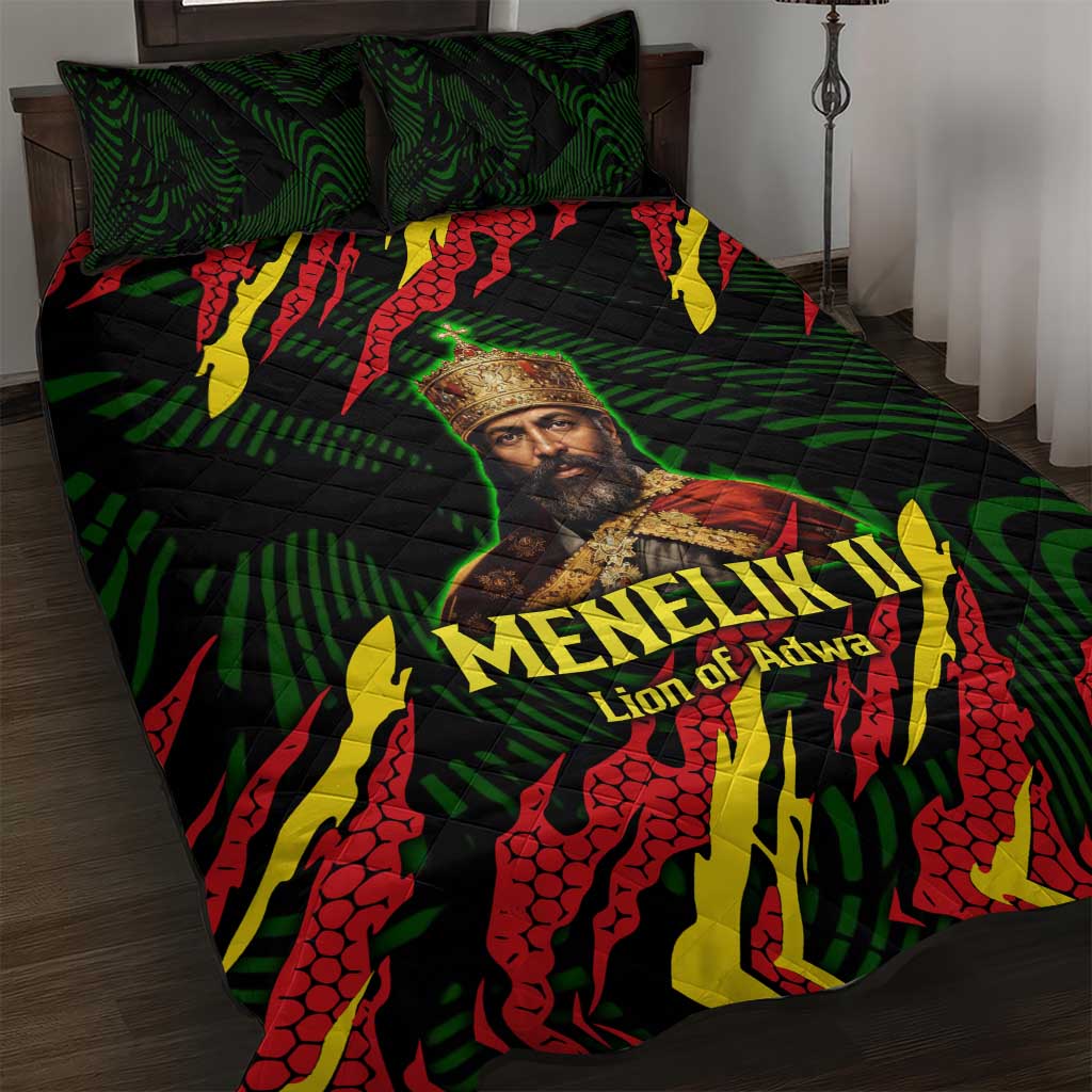 Menelik II Quilt Bed Set with Lion of Adwa Title, Battle of Adwa 1896 Graphic and Bold Pan-African - African Pride