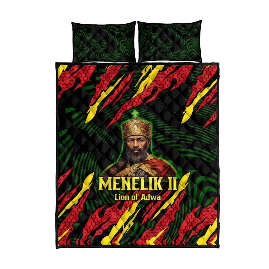 Menelik II Quilt Bed Set with Lion of Adwa Title, Battle of Adwa 1896 Graphic and Bold Pan-African - African Pride