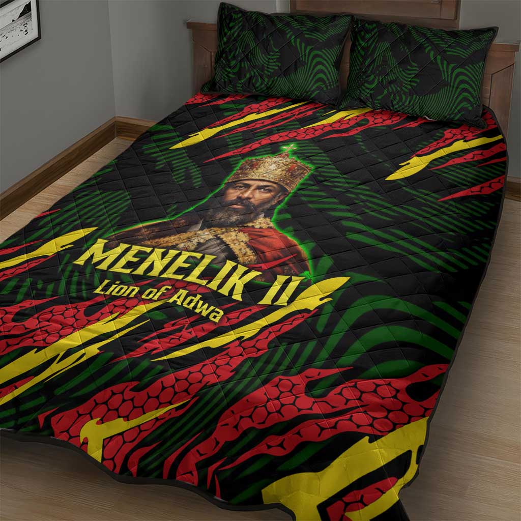 Menelik II Quilt Bed Set with Lion of Adwa Title, Battle of Adwa 1896 Graphic and Bold Pan-African - African Pride