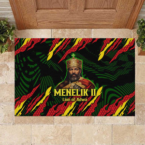 Menelik II Rubber Doormat with Lion of Adwa Title, Battle of Adwa 1896 Graphic and Bold Pan-African - African Pride