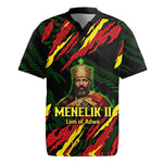 Menelik II Rugby Jersey with Lion of Adwa Title, Battle of Adwa 1896 Graphic and Bold Pan-African - African Pride