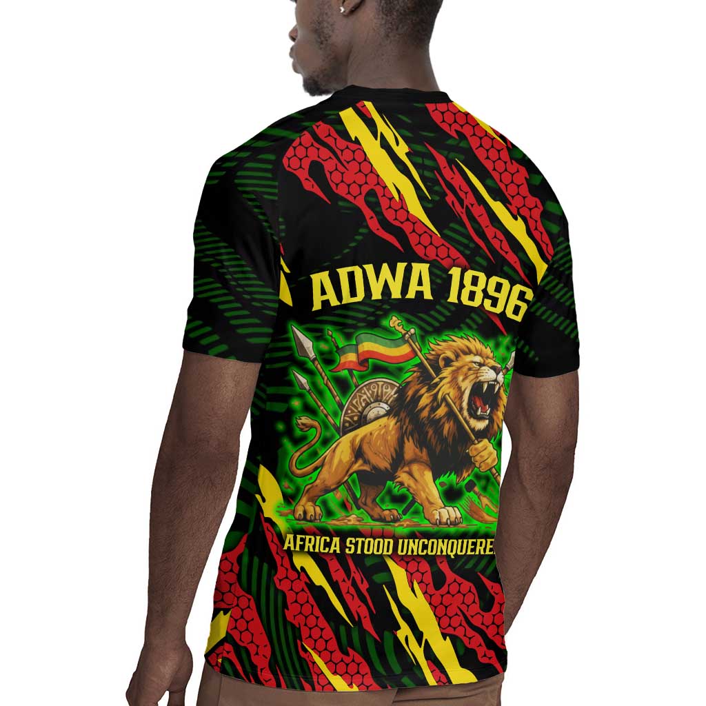 Menelik II Rugby Jersey with Lion of Adwa Title, Battle of Adwa 1896 Graphic and Bold Pan-African - African Pride