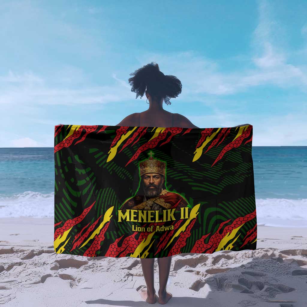 Menelik II Sarong with Lion of Adwa Title, Battle of Adwa 1896 Graphic and Bold Pan-African - African Pride