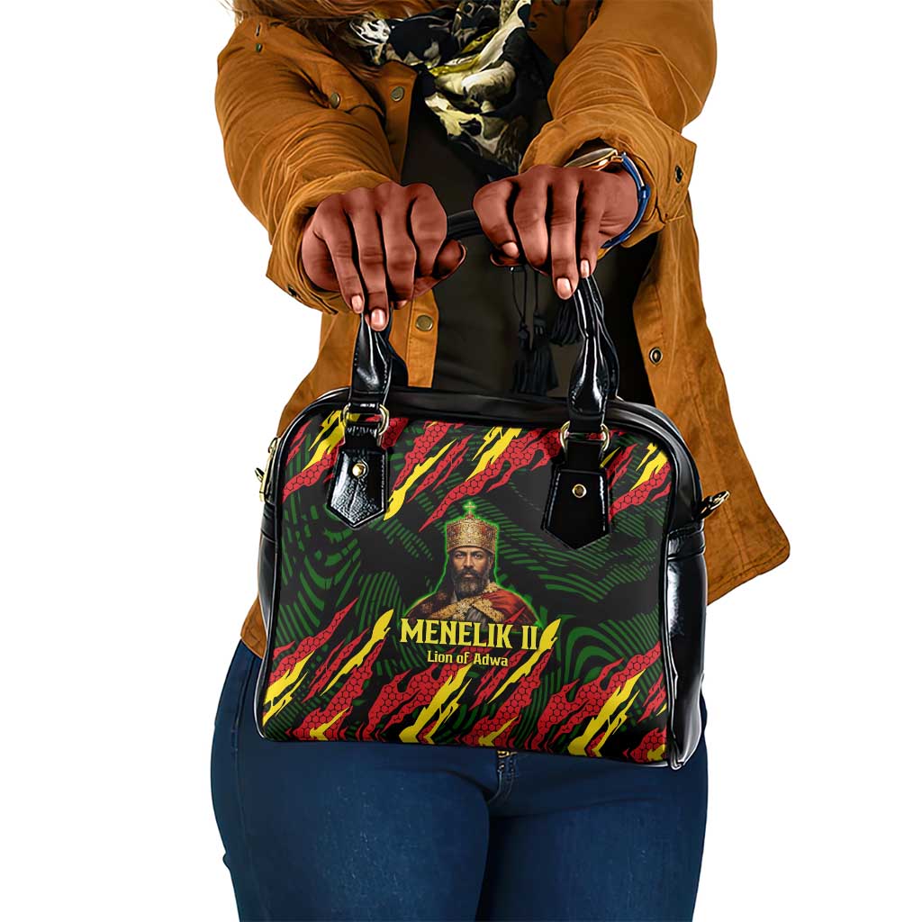 Menelik II Shoulder Handbag with Lion of Adwa Title, Battle of Adwa 1896 Graphic and Bold Pan-African - African Pride
