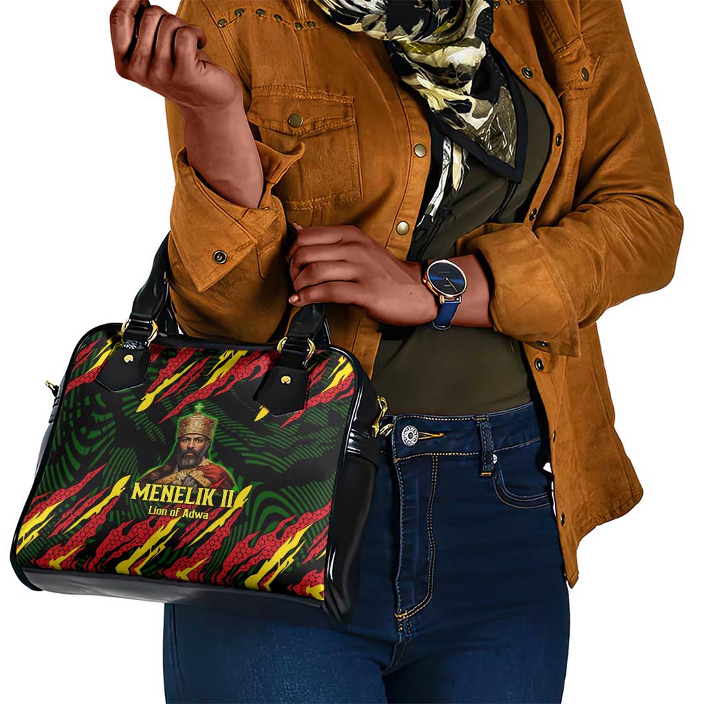 Menelik II Shoulder Handbag with Lion of Adwa Title, Battle of Adwa 1896 Graphic and Bold Pan-African - African Pride