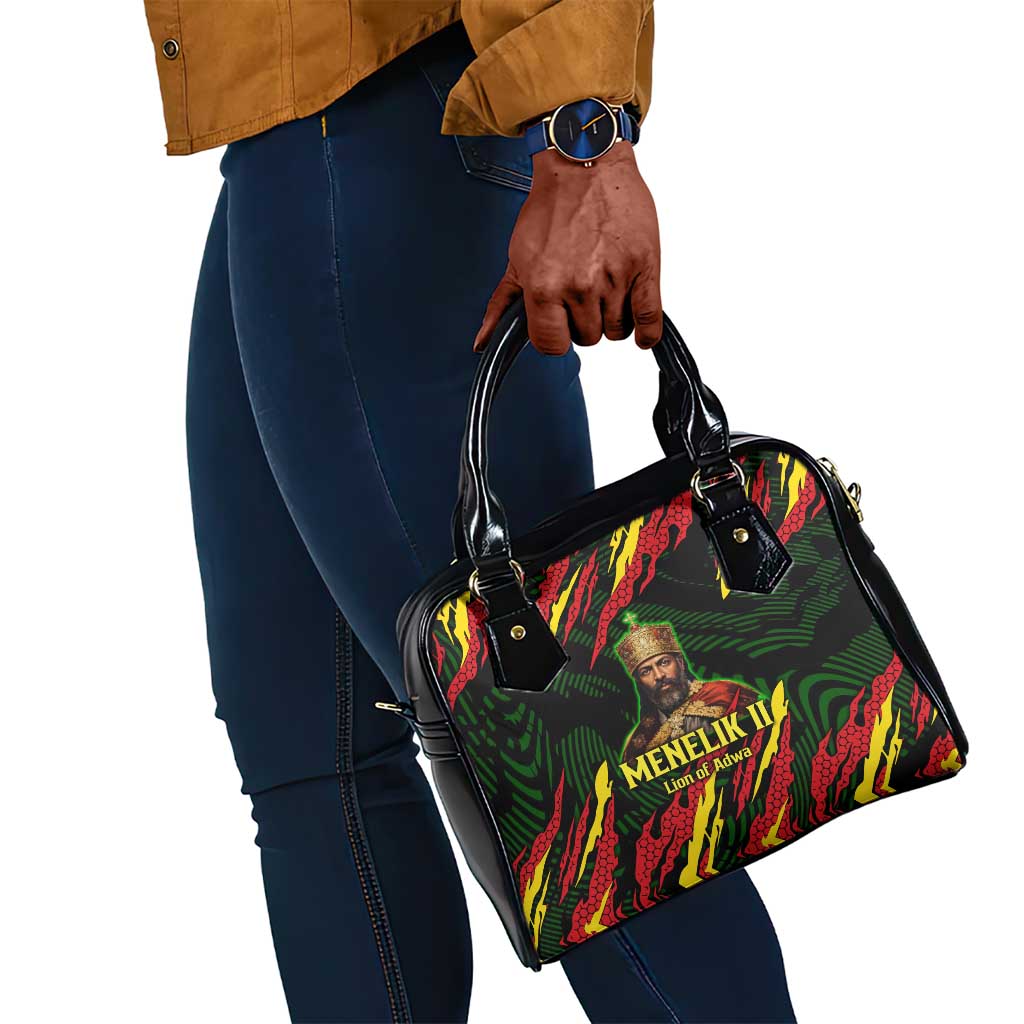 Menelik II Shoulder Handbag with Lion of Adwa Title, Battle of Adwa 1896 Graphic and Bold Pan-African - African Pride