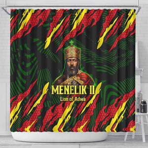 Menelik II Shower Curtain with Lion of Adwa Title, Battle of Adwa 1896 Graphic and Bold Pan-African - African Pride