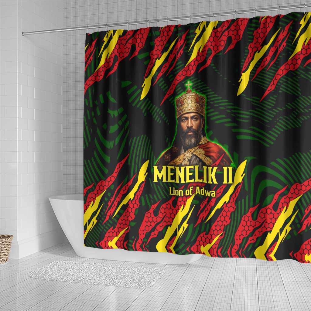 Menelik II Shower Curtain with Lion of Adwa Title, Battle of Adwa 1896 Graphic and Bold Pan-African - African Pride