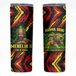 Menelik II Skinny Tumbler with Lion of Adwa Title, Battle of Adwa 1896 Graphic and Bold Pan-African - African Pride