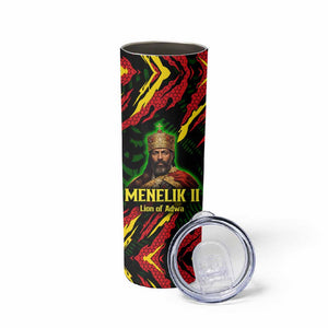 Menelik II Skinny Tumbler with Lion of Adwa Title, Battle of Adwa 1896 Graphic and Bold Pan-African - African Pride