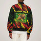 Menelik II Sleeve Zip Bomber Jacket with Lion of Adwa Title, Battle of Adwa 1896 Graphic and Bold Pan-African - African Pride