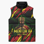 Menelik II Sleeveless Puffer Jacket with Lion of Adwa Title, Battle of Adwa 1896 Graphic and Bold Pan-African - African Pride