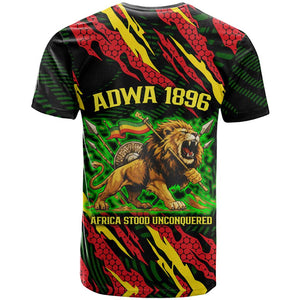 Menelik II T shirt with Lion of Adwa Title, Battle of Adwa 1896 Graphic and Bold Pan-African - African Pride