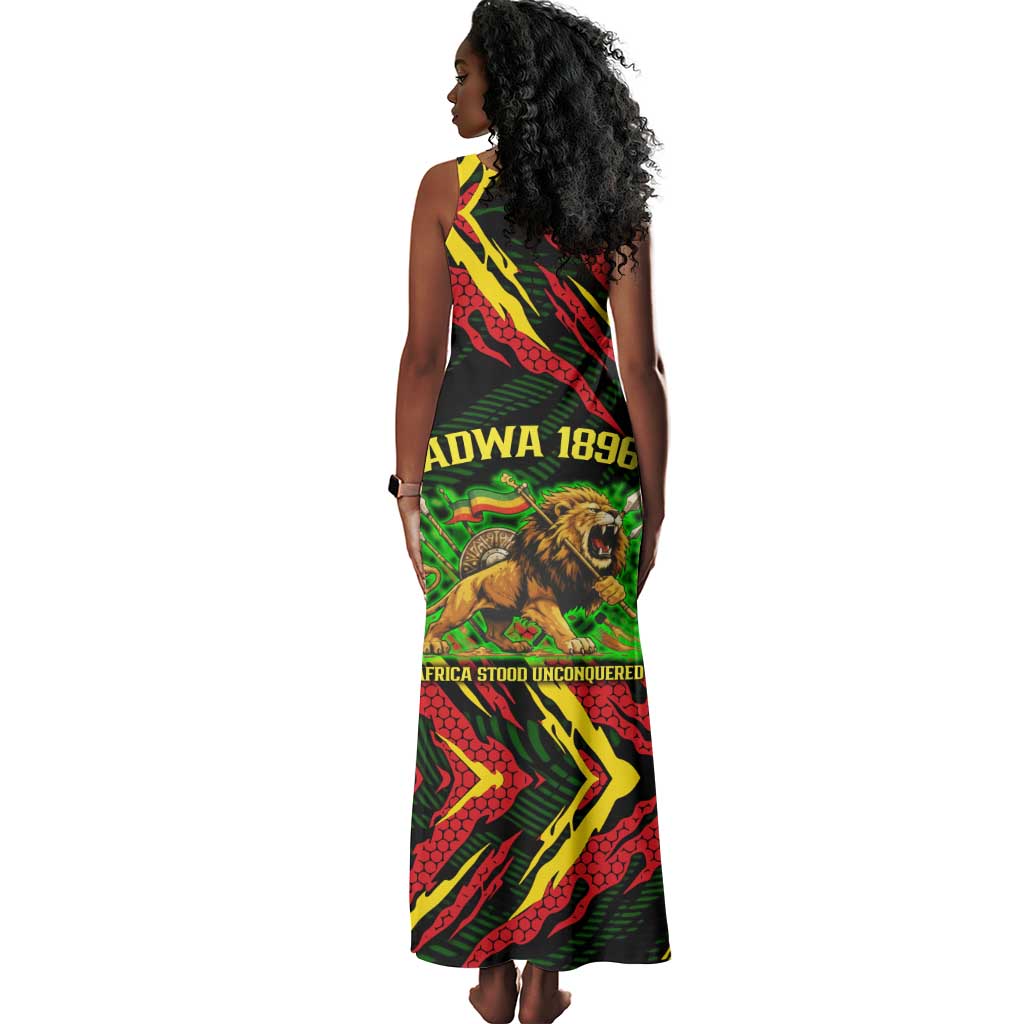 Menelik II Tank Maxi Dress with Lion of Adwa Title, Battle of Adwa 1896 Graphic and Bold Pan-African - African Pride