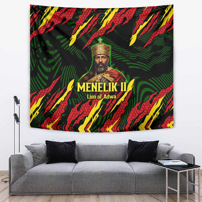 Menelik II Tapestry with Lion of Adwa Title, Battle of Adwa 1896 Graphic and Bold Pan-African - African Pride