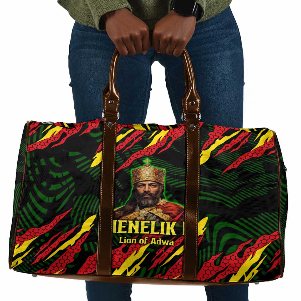 Menelik II Travel Bag with Lion of Adwa Title, Battle of Adwa 1896 Graphic and Bold Pan-African - African Pride