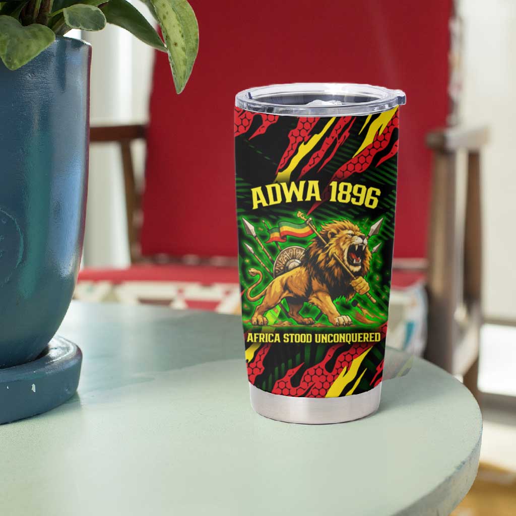 Menelik II Tumbler Cup with Lion of Adwa Title, Battle of Adwa 1896 Graphic and Bold Pan-African - African Pride