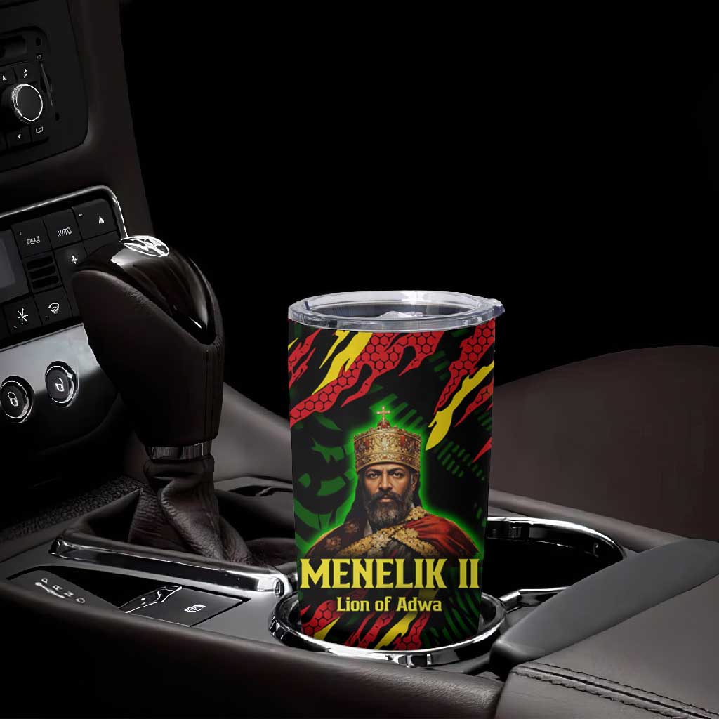Menelik II Tumbler Cup with Lion of Adwa Title, Battle of Adwa 1896 Graphic and Bold Pan-African - African Pride