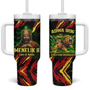 Menelik II Tumbler With Handle with Lion of Adwa Title, Battle of Adwa 1896 Graphic and Bold Pan-African - African Pride