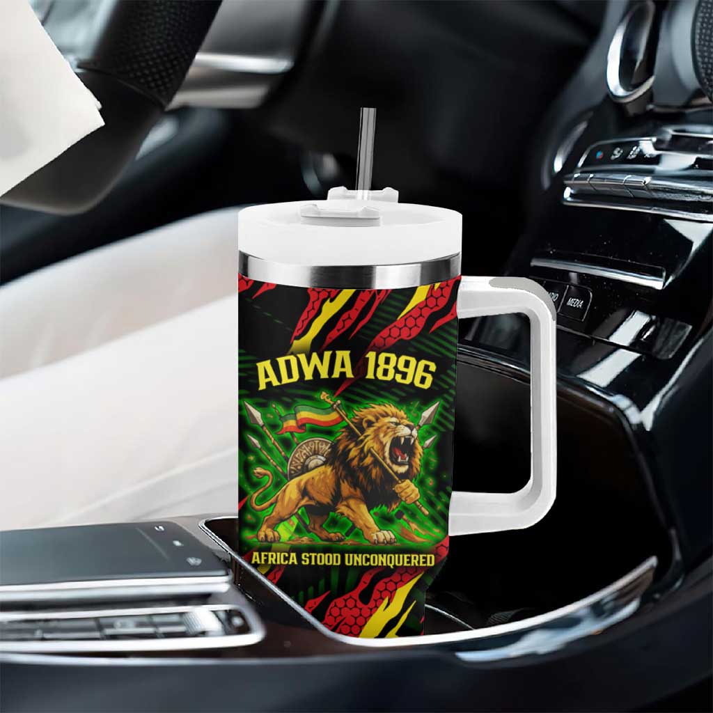 Menelik II Tumbler With Handle with Lion of Adwa Title, Battle of Adwa 1896 Graphic and Bold Pan-African - African Pride