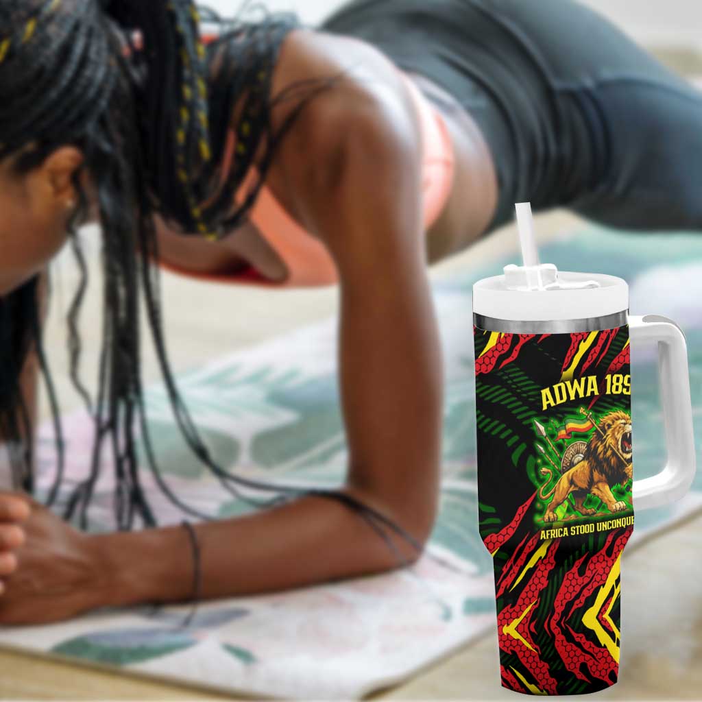 Menelik II Tumbler With Handle with Lion of Adwa Title, Battle of Adwa 1896 Graphic and Bold Pan-African - African Pride