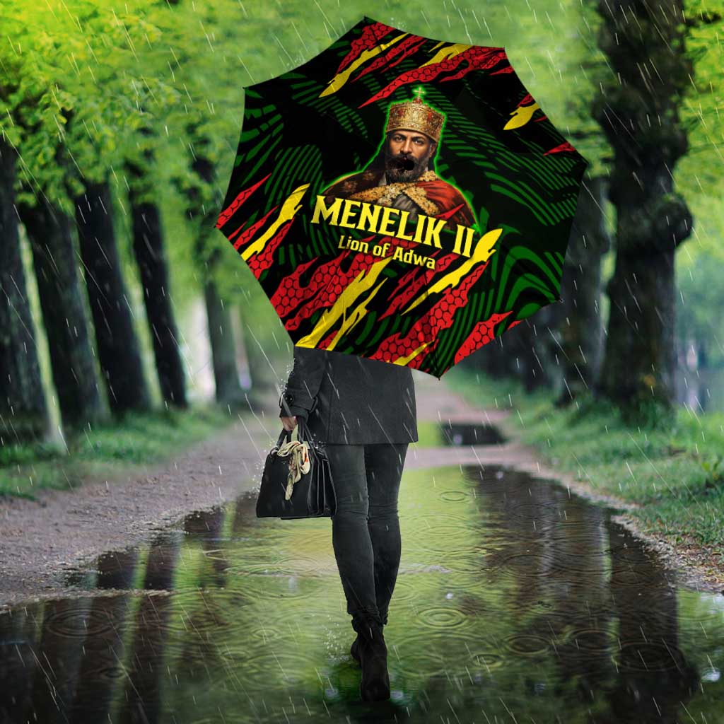 Menelik II Umbrella with Lion of Adwa Title, Battle of Adwa 1896 Graphic and Bold Pan-African - African Pride