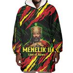 Menelik II Wearable Blanket Hoodie with Lion of Adwa Title, Battle of Adwa 1896 Graphic and Bold Pan-African - African Pride