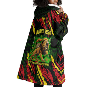 Menelik II Wearable Blanket Hoodie with Lion of Adwa Title, Battle of Adwa 1896 Graphic and Bold Pan-African - African Pride