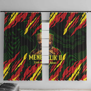 Menelik II Window Curtain with Lion of Adwa Title, Battle of Adwa 1896 Graphic and Bold Pan-African - African Pride