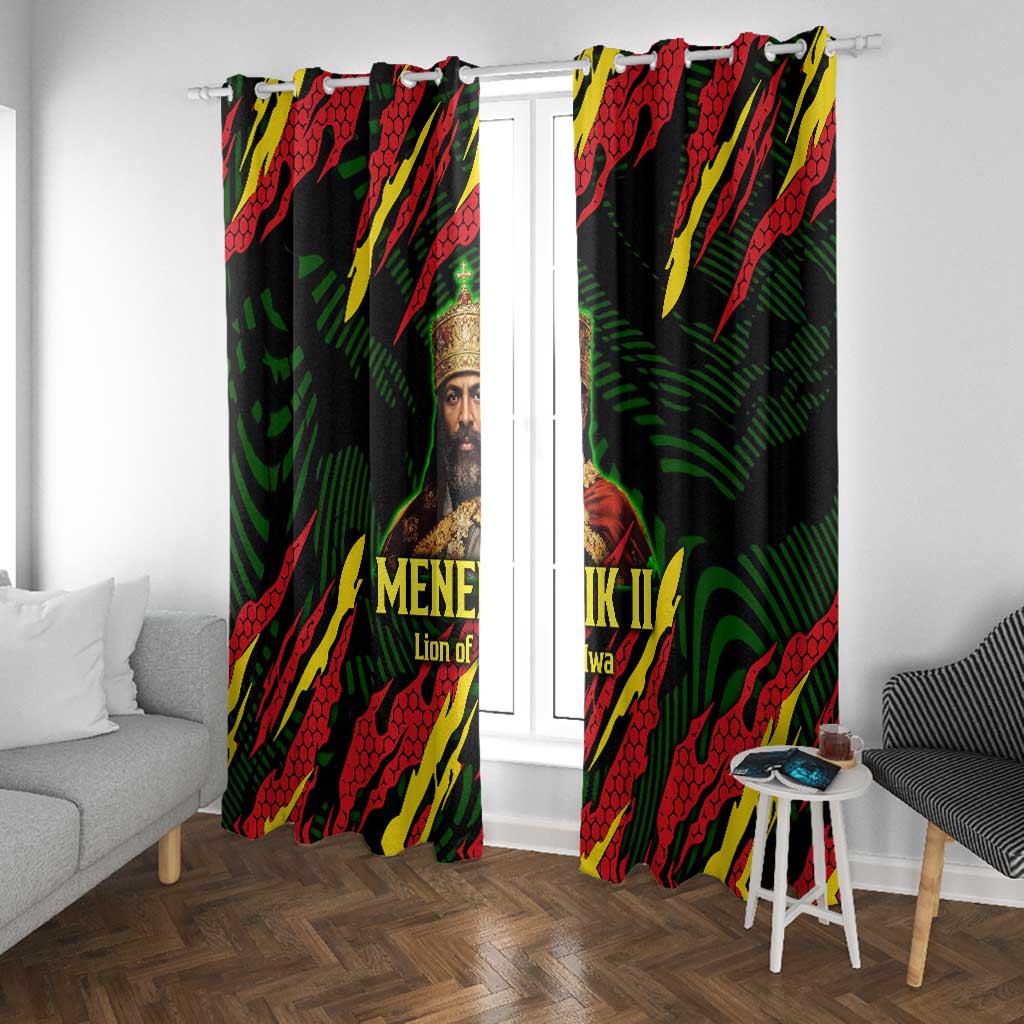 Menelik II Window Curtain with Lion of Adwa Title, Battle of Adwa 1896 Graphic and Bold Pan-African - African Pride