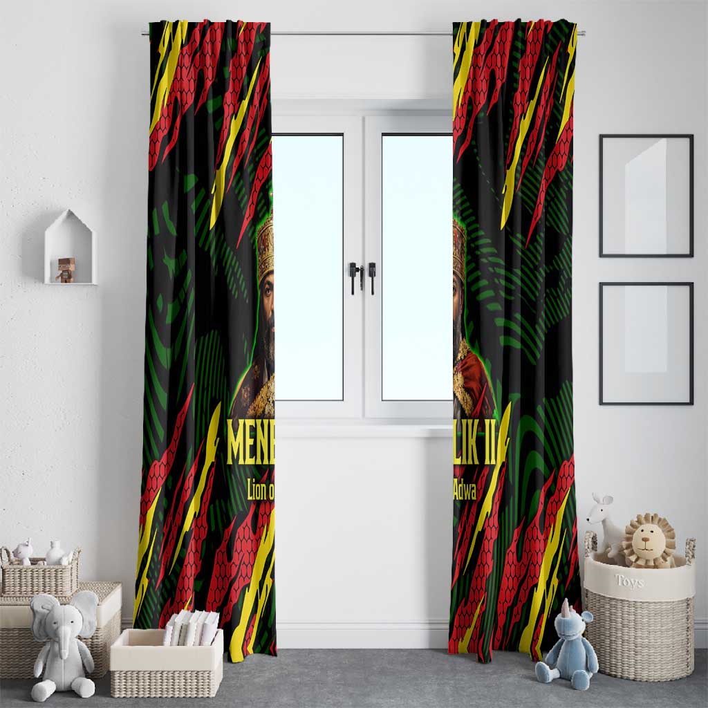Menelik II Window Curtain with Lion of Adwa Title, Battle of Adwa 1896 Graphic and Bold Pan-African - African Pride