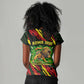Menelik II Women V-Neck T-Shirt with Lion of Adwa Title, Battle of Adwa 1896 Graphic and Bold Pan-African - African Pride