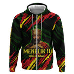 Menelik II Zip Hoodie with Lion of Adwa Title, Battle of Adwa 1896 Graphic and Bold Pan-African - African Pride