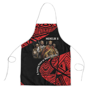 Menelik II Apron with Adwa Victory Map, Africa Defeated an Empire Text and Red Geometric - African Pride