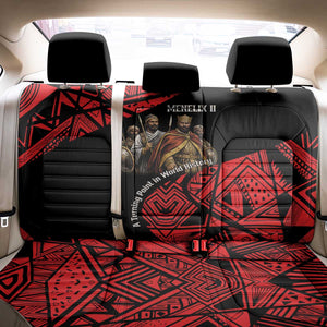Menelik II Back Car Seat Cover with Adwa Victory Map, Africa Defeated an Empire Text and Red Geometric - African Pride