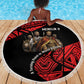 Menelik II Beach Blanket with Adwa Victory Map, Africa Defeated an Empire Text and Red Geometric - African Pride
