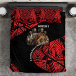 Menelik II Bedding Set with Adwa Victory Map, Africa Defeated an Empire Text and Red Geometric - African Pride