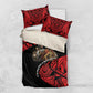 Menelik II Bedding Set with Adwa Victory Map, Africa Defeated an Empire Text and Red Geometric - African Pride