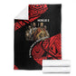 Menelik II Blanket with Adwa Victory Map, Africa Defeated an Empire Text and Red Geometric - African Pride